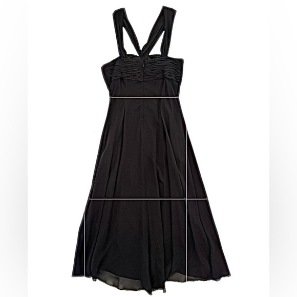 "Maggy London 100% Silk Halter Ruffle Midi Knee Length Dress Black,Size 8 - Picture 3 of 10